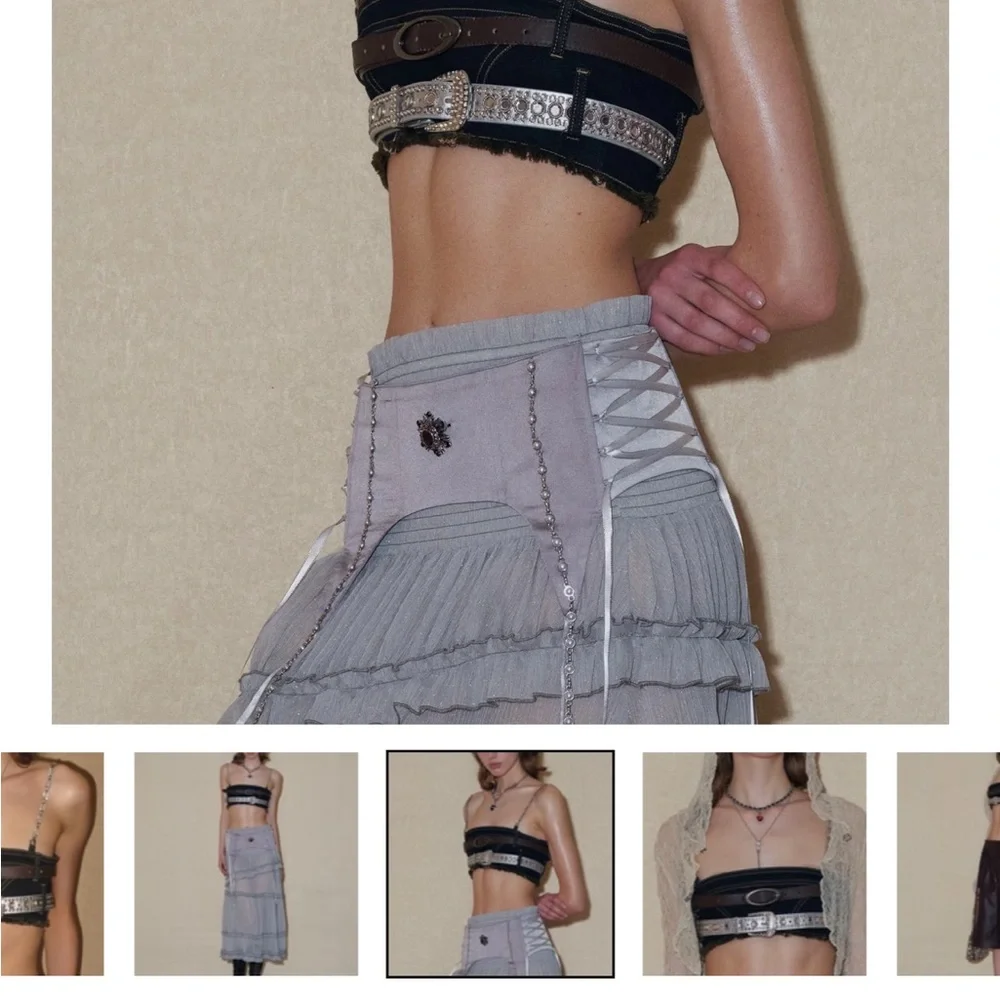 Denim Crop Top with belt